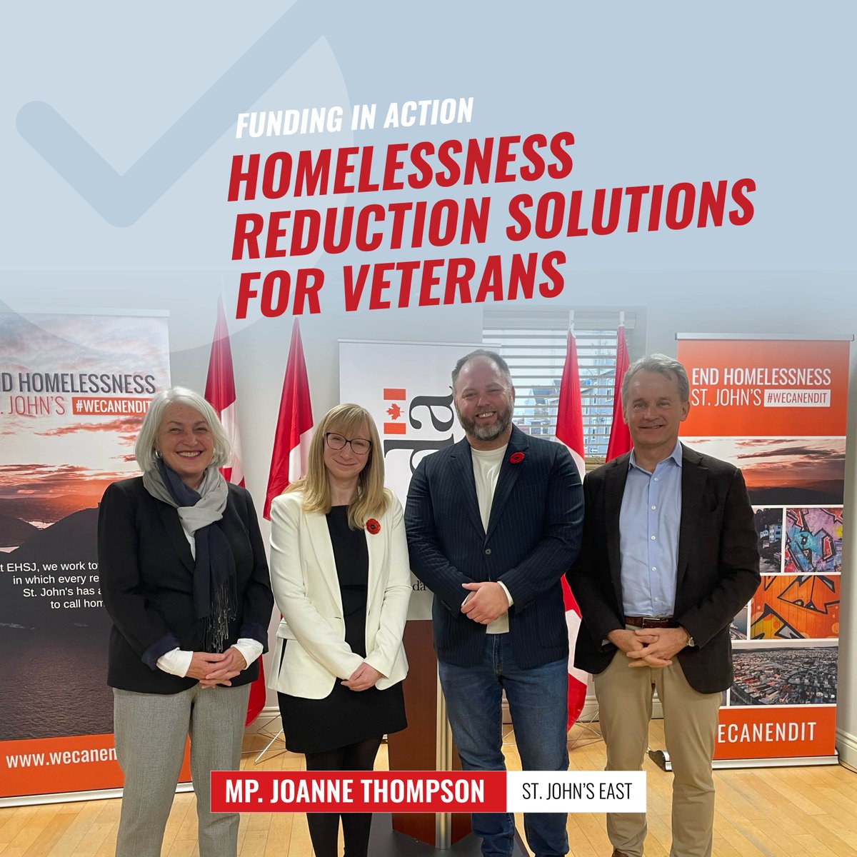 Homelessness can look different for different people.

And for veterans, we know their needs are unique.

That's why we are supporting <a href="/EHSJ709/">End Homelessness St. John's</a> with $218,000 to support new homelessness reduction and outreach solutions for Veterans in St. John’s.