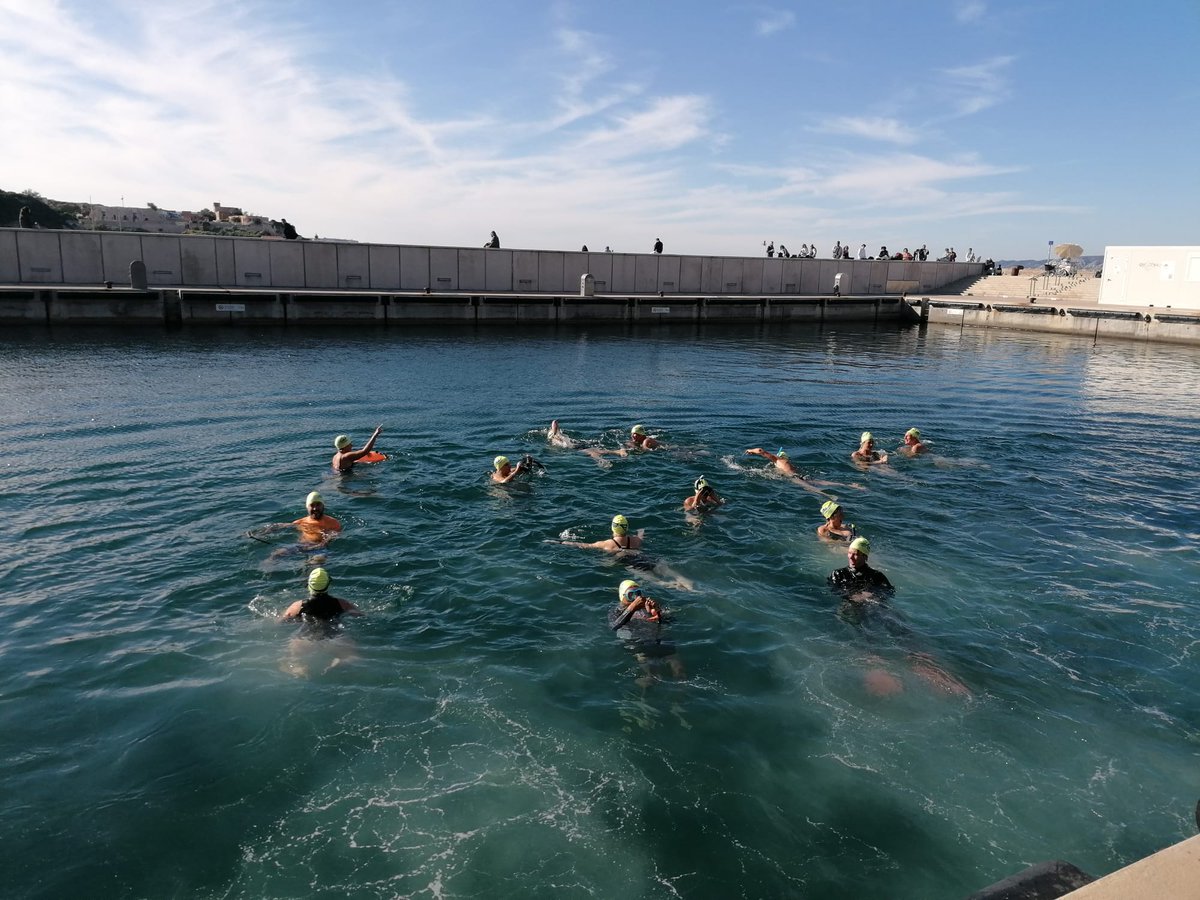 LNageurs's tweet photo. [les Ploufs du 13]

😍Belle réussite pour ce plouf du 13 novembre dans le bassin du #Mucem ! 

Les @LNageurs interpellent à nouveau @marseille et @AMPMetropole pour la création d'une piscine naturelle  dans un bassin aux dimensions olympiques.

RV le 13 décembre à 13h 🥰 https://t.co/wrVo6T9l4Z