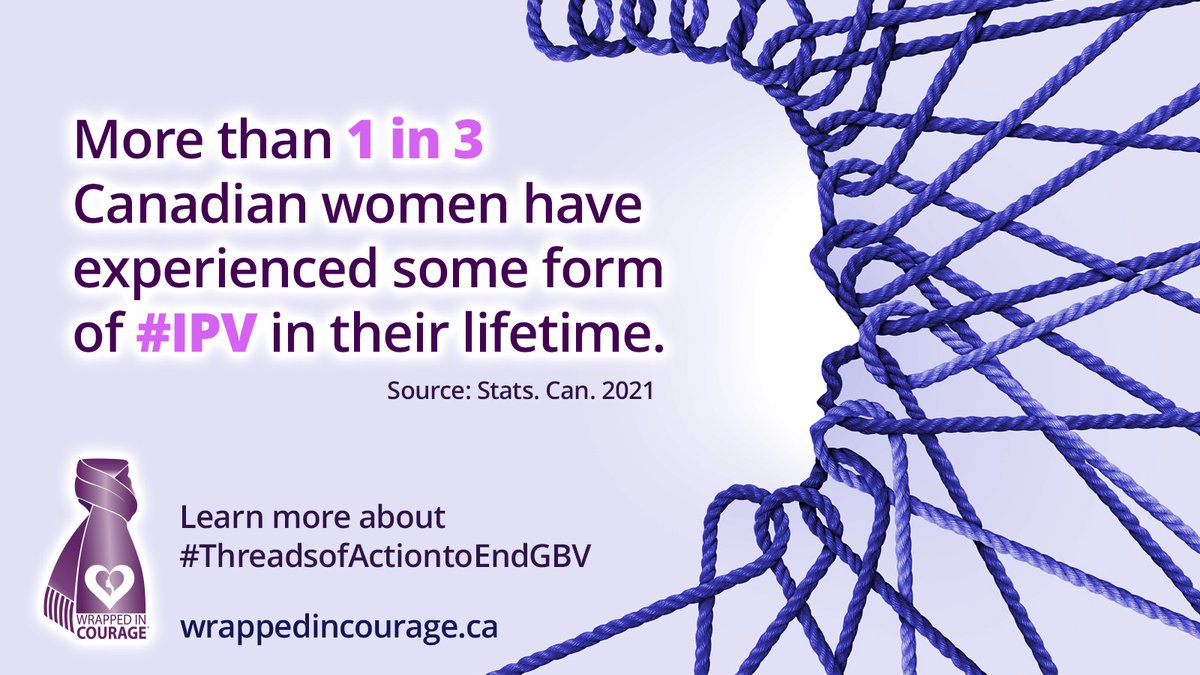 More than 1 in 3 Canadian women have experienced some form of #IPV in their lifetime. Take action to respond to high rates of violence and femicide across Ontario during #WomanAbusePreventionMonth this November:

wrappedincourage.ca/takeaction

#ThreadsofActiontoEndGBV