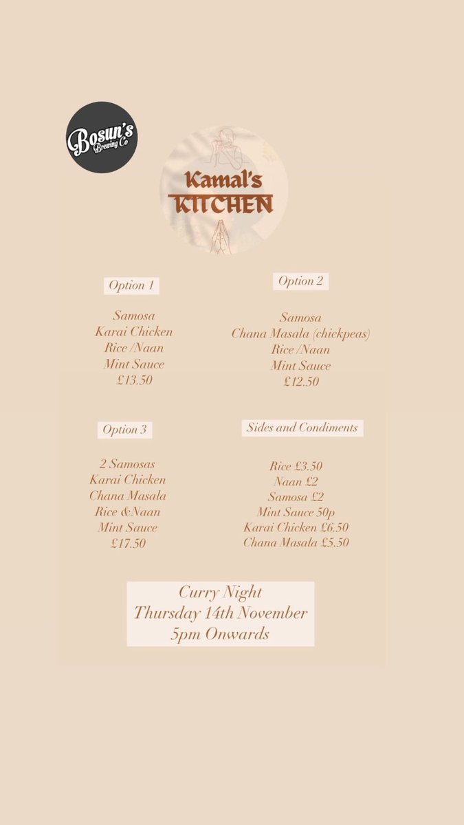 This Thursday at Bosuns Brewery Wetherby 🍛 🍺