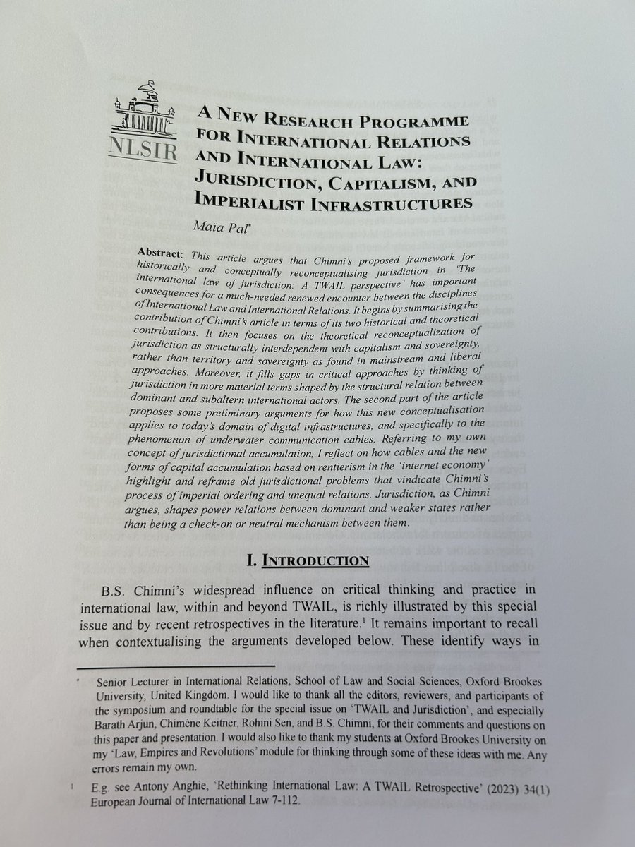 Recovering from 4 days of HM with the pleasure of reading some proofs, one of which is the end result of too many years of work, and the other the start of something new. Coming out very soon with <a href="/histmat/">Historical Materialism Journal</a> &amp; <a href="/NLSIRev/">National Law School of India Review</a> #imperialism #jurisdiction #infrastructures #legalform #Chimni