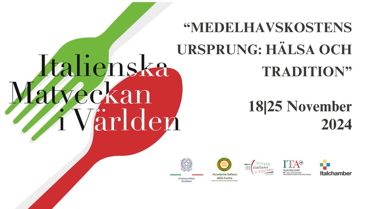 ItalyinSE's tweet photo. 🇮🇹📣 Si avvicina la Settimana della Cucina🍝 Italiana🍕. @ItalyinSE assieme a IIC, @ITAStockholm, Italchamber e Accademia della cucina,organizza la nona edizione🍴
@ItalyMFA #SCIM24
ℹ️ Clicca qui per il programma👇
https://t.co/ZeI5UwJvdQ https://t.co/74hhYdhtft