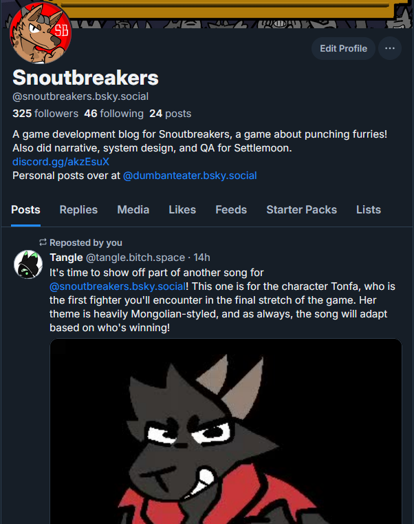 Snoutbreakers's tweet image. Hello! I&apos;m still transitioning away from posting on this site, but I do have something to share-- Over on bsky we&apos;ve posted a snippit of Tonfa&apos;s theme. Go check us out over there and give it a listen!