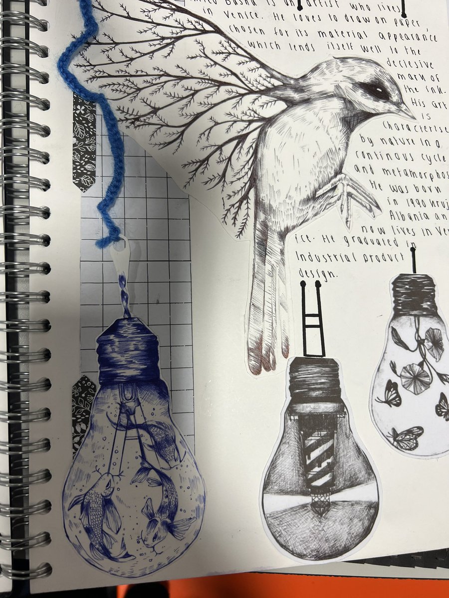 ArtsEssa's tweet photo. Some excellent biro studies, creating surreal responses to artists work 🎨 @EssaAcademy #biro #drawings https://t.co/yvEPTd73CP