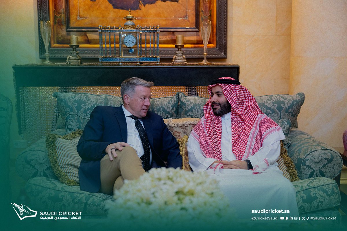 cricketsaudi's tweet photo. #SACF Chairman HRH Prince Saud bin Mishal Al Saud received the Egyptian Ambassador to the Kingdom H.E. Ahmed Farouk & his accompanying delegation, as well as representatives from 10 Egyptian real estate development companies participating in #CityScapeGlobal. The reception was also attended by the Federation’s Vice President Mr. Nawaf Al-Otaibi & CEO Mr. Tariq Sagga. 

Discussions focused on avenues for joint cooperation & integrating innovative real estate development to support modern and sustainable infrastructure for cricket in the Kingdom 🇸🇦🇪🇬

#مستقبل_الحياة | #Future_of_living

#SACF | #SaudiCricket