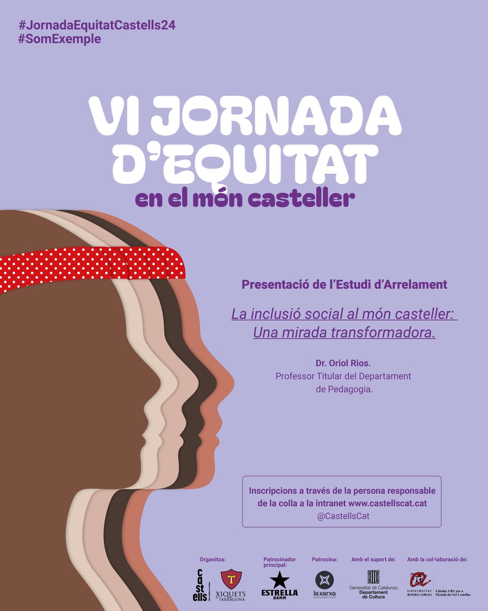CastellsCat's tweet photo. 📣 Durant la VI Jornada d’Equitat, presentarem l'Estudi d'Arrelament: “La inclusió social al món casteller: Una mirada transformadora”, impulsat per la CCCC amb la col·laboració de @castellsurv . 
✨ Encara no us heu inscrit a la Jornada? 

🔗 + info a la intranet de la CCCC. https://t.co/WGYIA0kU67