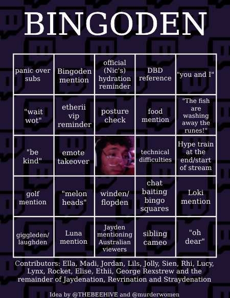 THEBEEHlVE's tweet photo. Lovely #jaydenation, a new stream means there's a new #bingoden board!
It's one board with some fan favorite squares coming back (alongside a new middle square, thank you Jayden)!
Stay hydrated and have snacks on hand!
I hope you have a lovely week, I love you all! ππ https://t.co/saQiz1qDhI