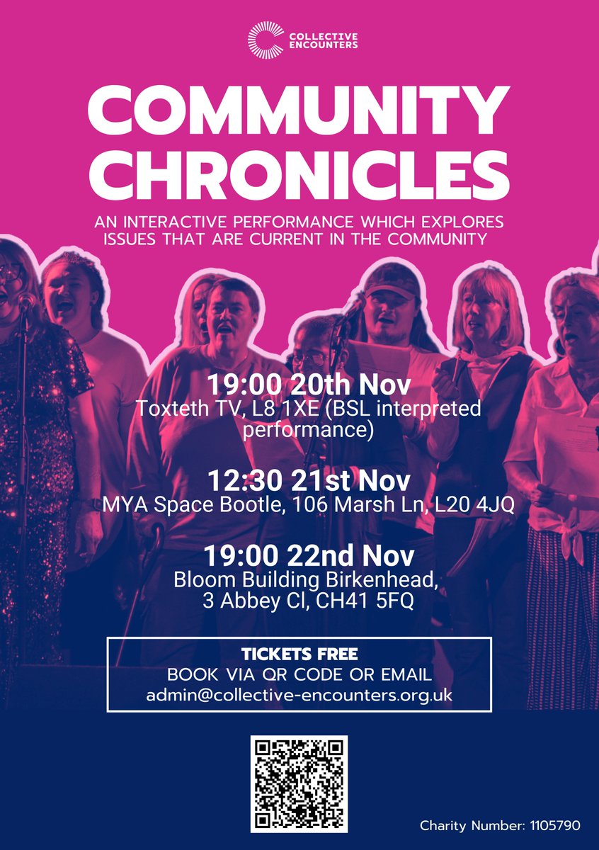 Collective Encounters (@collenc) on Twitter photo ONE WEEK to go until Community Chronicles! 🚨
Catch us at <a href="/toxtethtv/">Toxteth TV</a>, <a href="/MYA_SPACE/">SPACE Project</a> in Bootle & <a href="/Bloom_Building/">Bloom Building and Coffee</a> in Birkenhead for an immersive theatre experience like no other! 🎭
<a href="/toxtethtv/">Toxteth TV</a> is SOLD OUT! Other dates going fast—book your FREE spot now: eventbrite.co.uk/e/community-ch….. ONE WEEK to go until Community Chronicles! 🚨
Catch us at <a href="/toxtethtv/">Toxteth TV</a>, <a href="/MYA_SPACE/">SPACE Project</a> in Bootle & <a href="/Bloom_Building/">Bloom Building and Coffee</a> in Birkenhead for an immersive theatre experience like no other! 🎭
<a href="/toxtethtv/">Toxteth TV</a> is SOLD OUT! Other dates going fast—book your FREE spot now: eventbrite.co.uk/e/community-ch…..