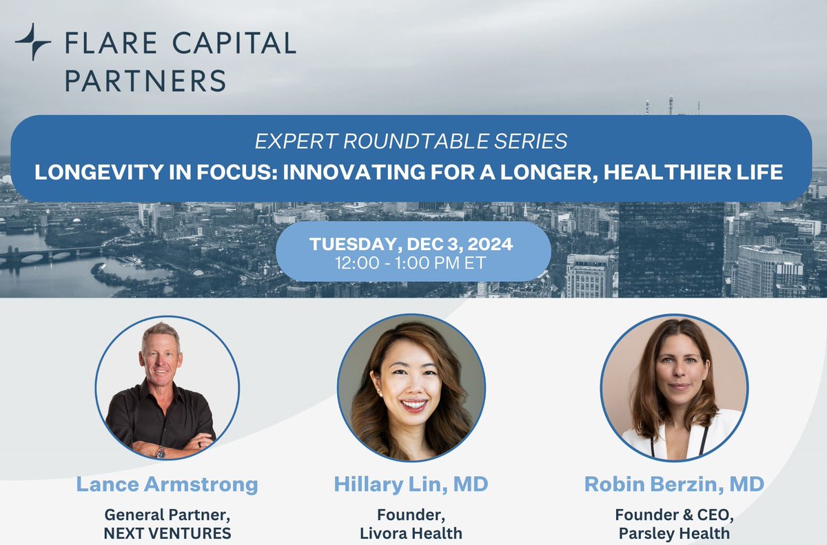 Join <a href="/FlareCapital/">Flare Capital</a> on Tuesday, 12/3 at 12:00 PM ET as we discuss "Longevity in Focus: Innovating for a Longer, Healthier Life"

🌟Register here: events.zoom.us/ev/AggxhrRMVz7…