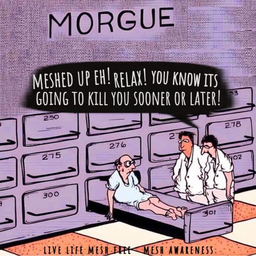 JanUrban12's tweet photo. Surgical Mesh Implants can go terribly wrong. Its Complications are multiple, complex and 4Life. Recovery is rare. Death is the only escape from its Horror. #Mesh Know the Risks. #HealthIs4Life #MeshAwareness. https://t.co/hSOsniaxql