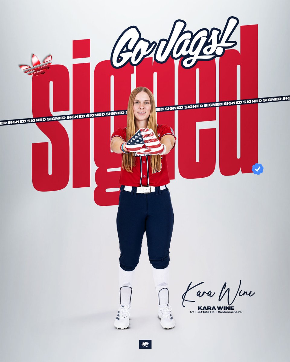 SouthAlabamaSB's tweet photo. We continue our Gulf Coast theme with our next addition!
@karaWine11

- Ranked as the 2⃣6⃣th best player in the State of Florida entering her senior season
- Named Legacy &amp; Legends Softball Elite 💯 top prospect
- Senior Class President with a 4⃣.5⃣5⃣ GPA

#PlayForTheJ https://t.co/cvBTVYFM4Q