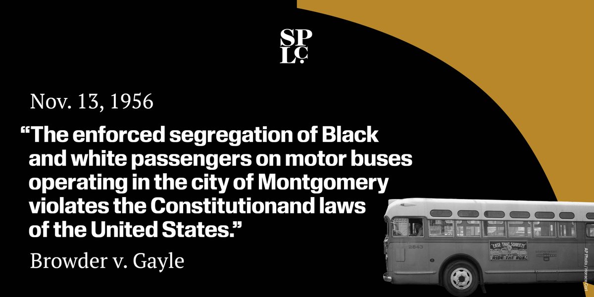 After #RosaParks refused to give up her seat on a #Montgomery, Alabama, bus, the citywide bus boycott began. It lasted over a year. 

#OTD in 1956, the Supreme Court ruled that segregation on buses operating within Alabama’s boundaries was illegal. #TheMarchContinues