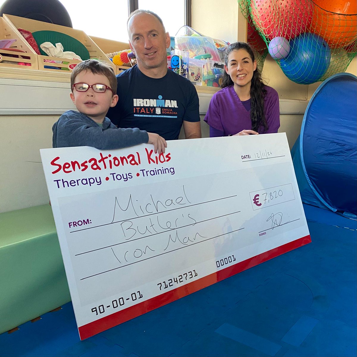 Michael recently took on the Iron Man challenge in Italy, pushing himself through gruelling miles and inspiring us all – and raised an amazing €7,820 for Sensational Kids in the process! Michael is pictured with his son Brody and Brody’s OT Maxine – three champions in our eyes!