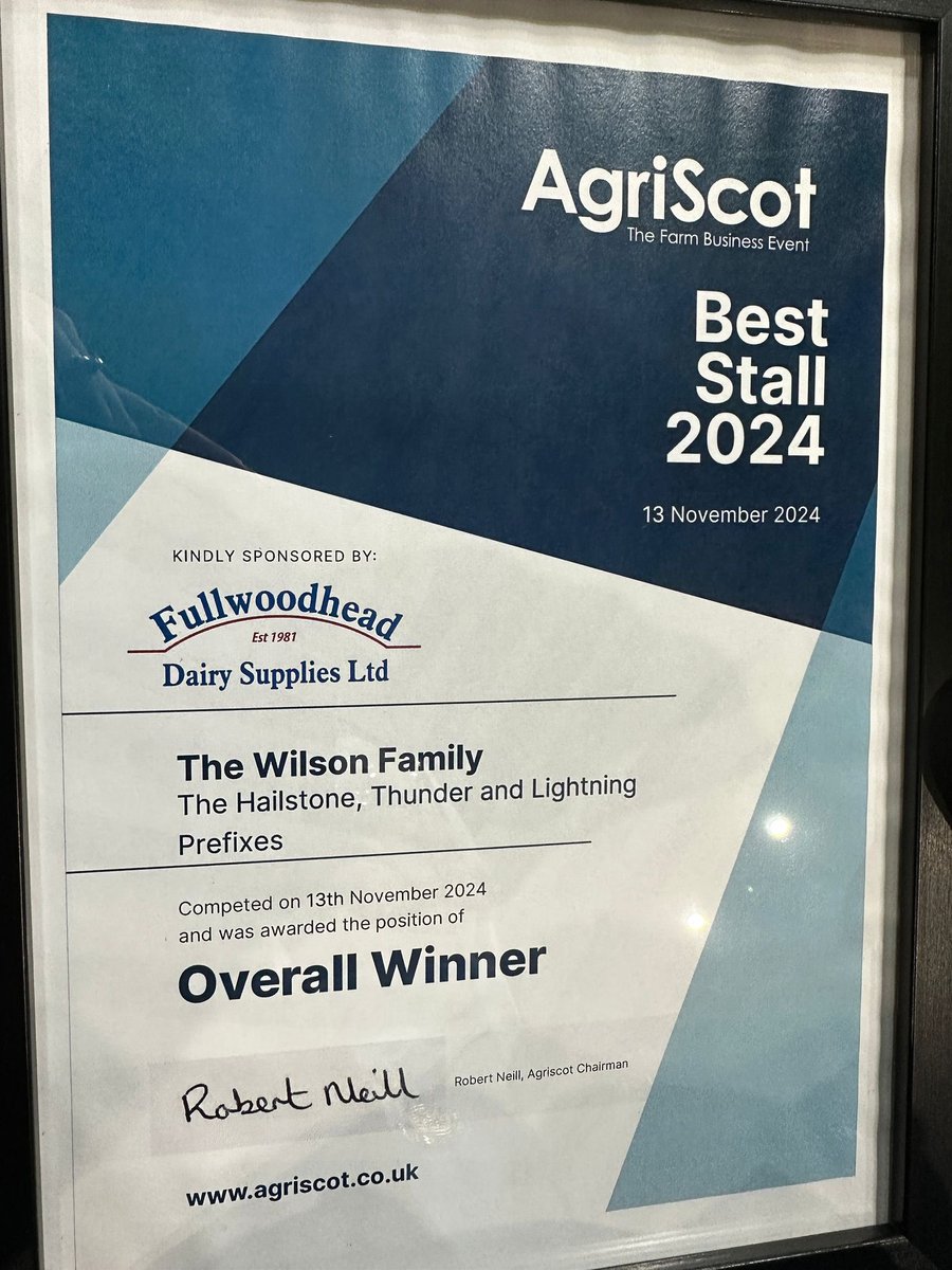 AgriScot (@agriscot) on Twitter photo 👏Congratulations to the winners of #AgriScot24 Best Stall Award🏆
⭐️The Wilson family ⭐️
This competition is kindly sponsored by <a href="/Fullwoodhead/">Fullwoodhead Dairy Supplies LTD</a>. 👏Congratulations to the winners of #AgriScot24 Best Stall Award🏆
⭐️The Wilson family ⭐️
This competition is kindly sponsored by <a href="/Fullwoodhead/">Fullwoodhead Dairy Supplies LTD</a>.