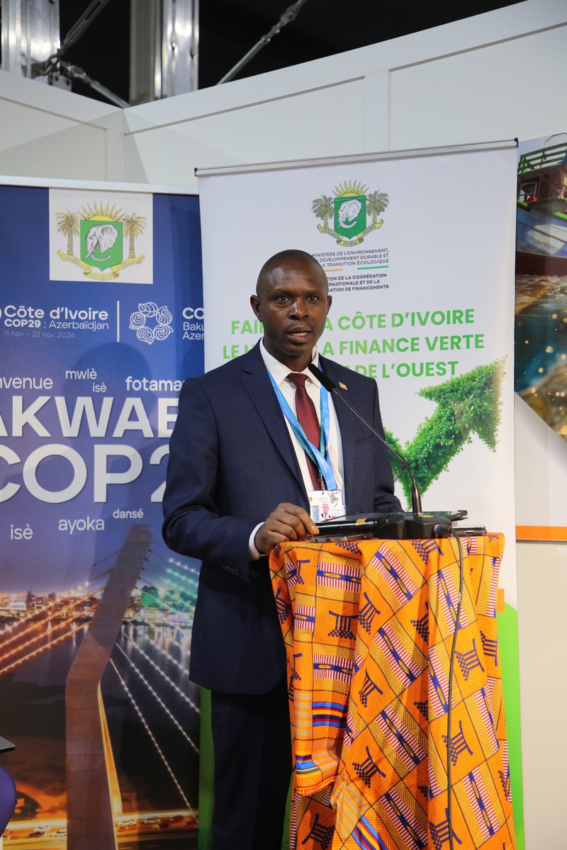 Amref_Worldwide's tweet photo. "It's undeniable that climate change has profound effects on human health. Climate-linked events like floods devastate crops, contaminate water, and fuel disease outbreaks like cholera and malaria. Building climate resilience in agriculture is essential for food security and protecting the health of vulnerable communities," Hon Prosper Dodiko, Minister of Environment, Agriculture and Livestock, Burundi #AmrefAtCOP29 #COP29Baku #COP29Azerbaijan #COP29