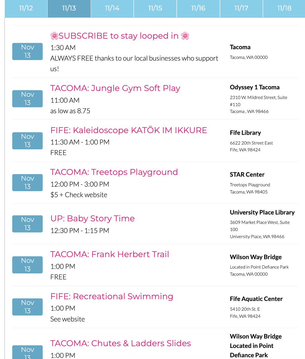 MacKidTacoma's tweet photo. Here’s a look at some family-friendly events on the Macaroni KID calendar today! These activities are either free or low-cost and perfect for enjoying the day around Tacoma and South Sound. Check the link in our bio or comments for details! https://t.co/URe745Rx7o