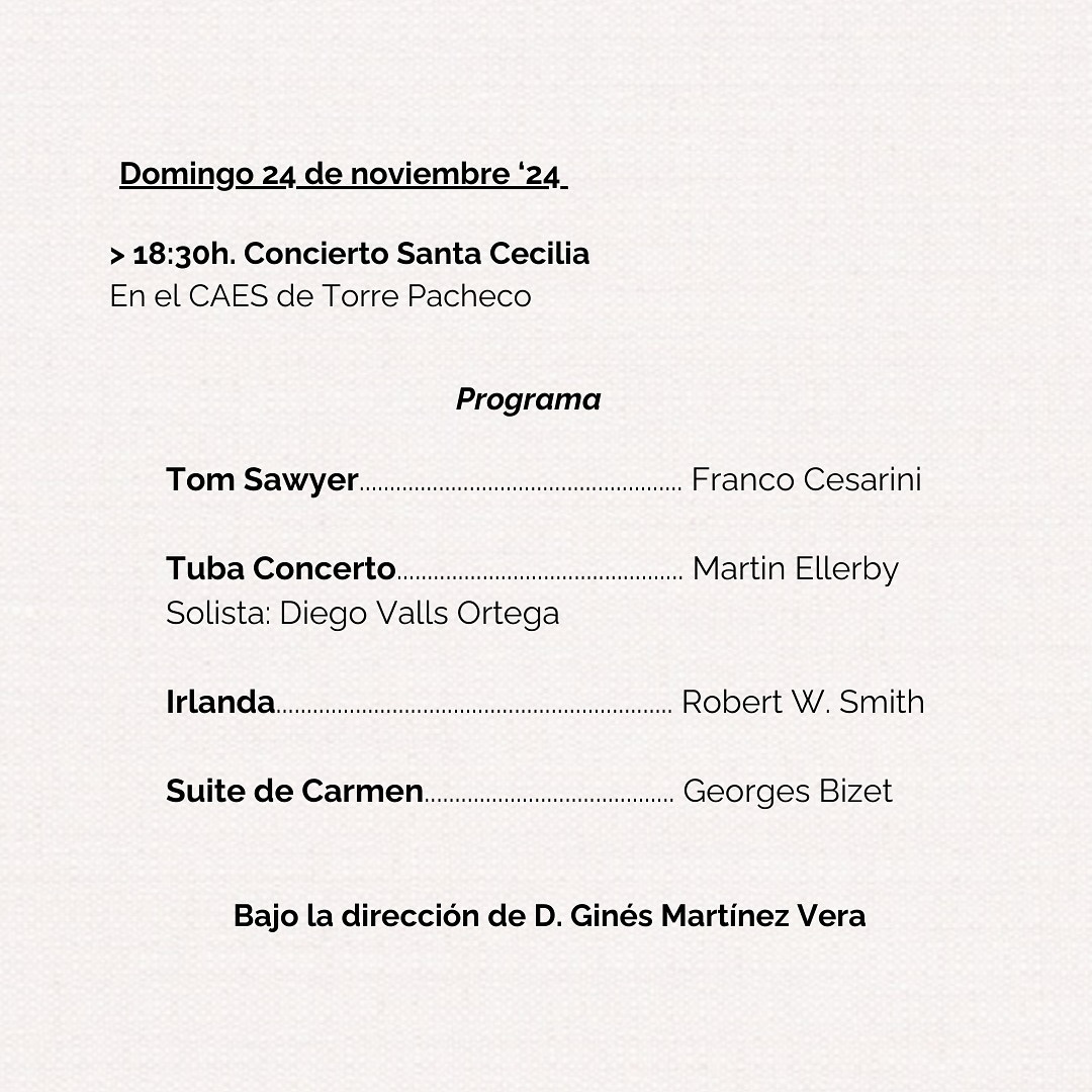 🔵🟠🖨 La Agrupación Musical Nuestra Señora del Pasico de Torre Pacheco celebra la festividad de San Cecilia, patrona de la Música y de los Músicos

22.00 🕙 #ActualidadInformativo