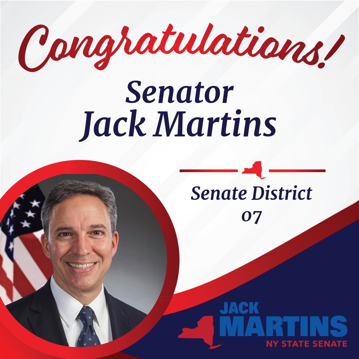 Rob Ortt (@orttforsenate) on Twitter photo Congratulations to Senator <a href="/jackmartinsny/">Jack M. Martins</a> on his re-election victory!
Senator Martins represents the people of District 7 on Long Island and they voted overwhelmingly to return him to fight for them in Albany. Our Senate Republican team is proud to have him back! #SD7 Congratulations to Senator <a href="/jackmartinsny/">Jack M. Martins</a> on his re-election victory!
Senator Martins represents the people of District 7 on Long Island and they voted overwhelmingly to return him to fight for them in Albany. Our Senate Republican team is proud to have him back! #SD7
