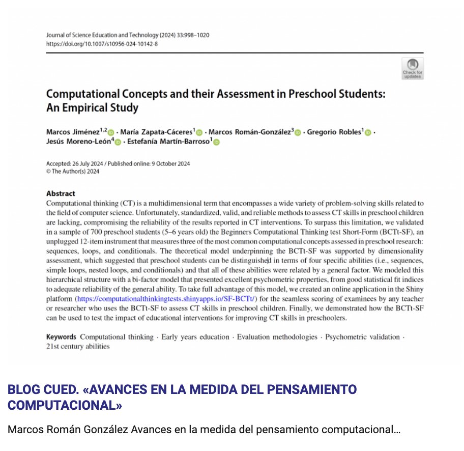 Nuevo post en el blog de #miembrosCUED "Avances en la medida del pensamiento computacional" Marcos Román <a href="/elpsycomago/">Marcos Román</a> et al.
blogs.uned.es/cued/blog-cued…