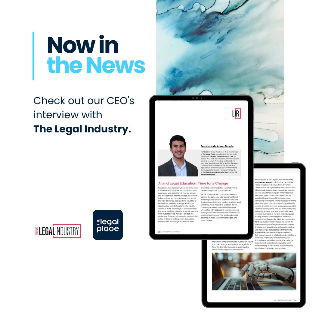Our CEO, Francisco Abreu Duarte (@FAbreuDuarte93), was featured in The Legal Industry, sharing insights on how The Legal Place is shaking up legal education! 

Francisco dives into how we're leveraging AI-powered avatars to make legal learning more interactive and