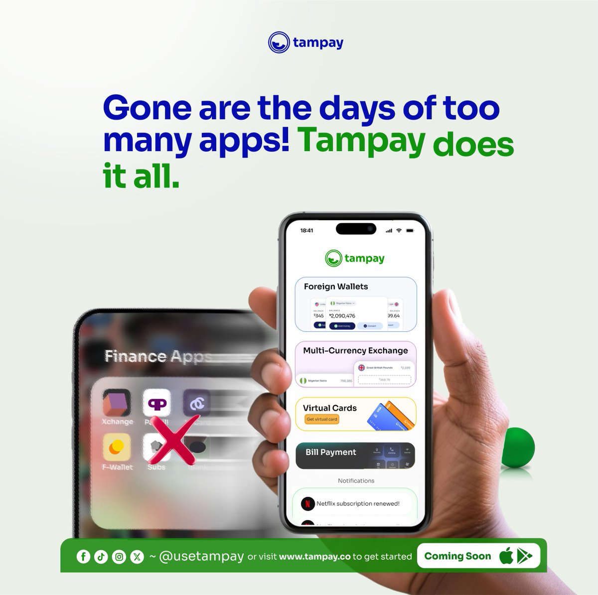 usetampay's tweet photo. Managing finances these days means juggling multiple apps.
One for foreign wallets, another for currency exchange, yet another for virtual cards… it’s a maze!
#WithTampay, those days are over.
Now, everything you need fits into one powerful app. https://t.co/SNQxGaWwfH