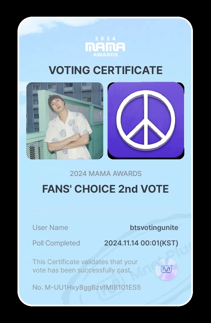 btsvotingunite's tweet photo. Today, let’s put all our energy into voting for RM! Make sure to post on X the correct hashtags. Every vote counts! 💜

#️⃣: #2024MAMAVOTE #RM
🗳️: https://t.co/eMtRLfUiFx https://t.co/Ru8ZRGwmba