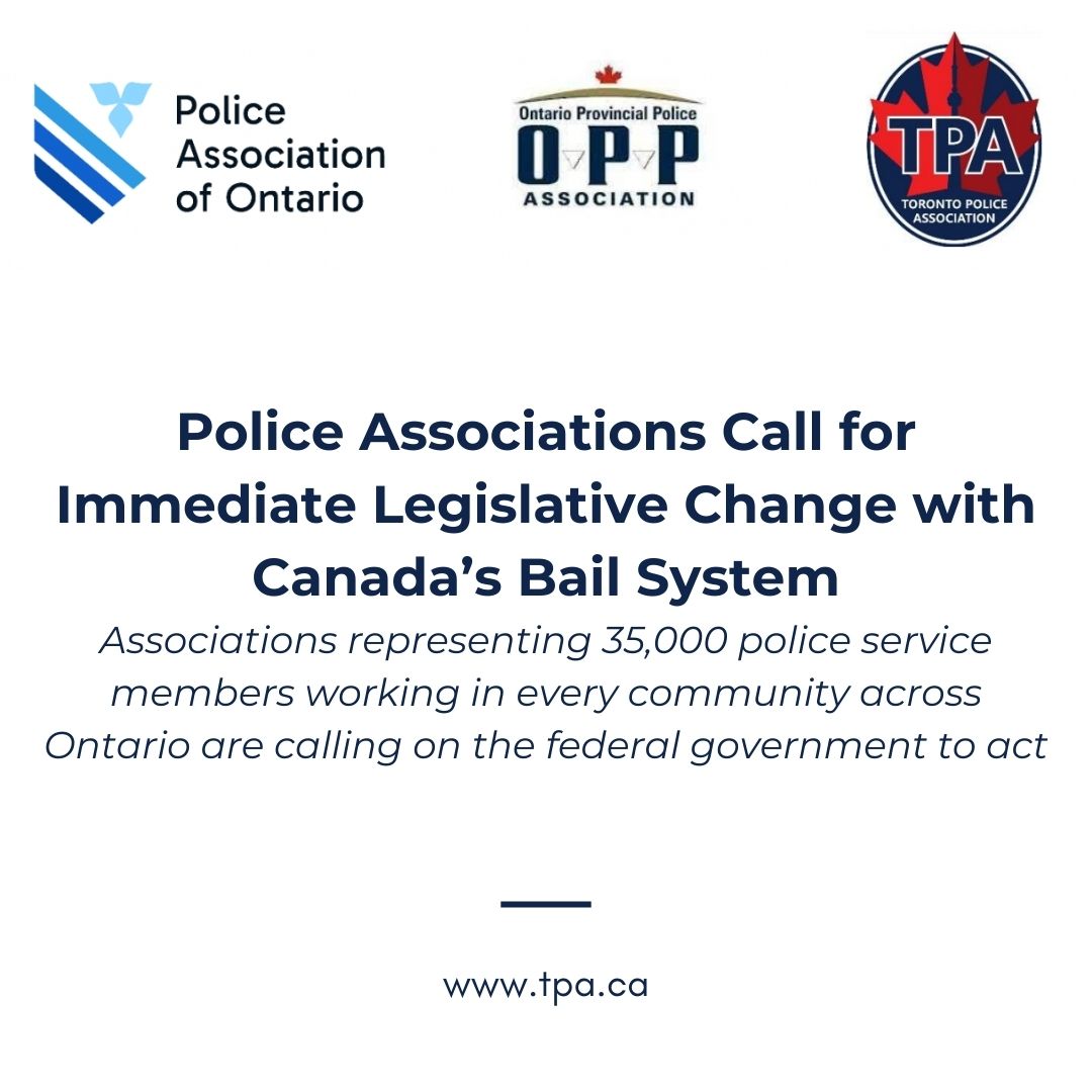 TPAca's tweet image. JOINT PRESS RELEASE from Toronto Police Association, Ontario Provincial Police Association, and Police Association of Ontario:

Once again, after another serious incident of gun violence in our communities, the Police Association of Ontario (PAO), the Ontario Provincial Police