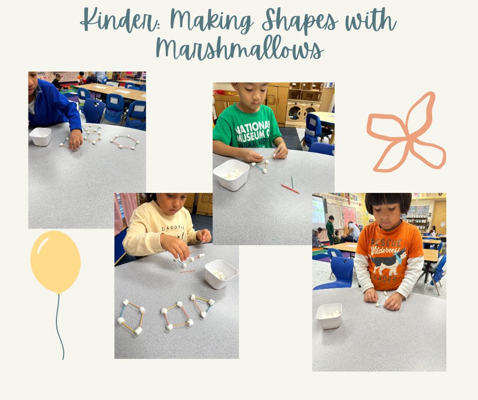 Kindergarten Engineers at Work!  Today, Mrs. Routhouska's class put on their thinking caps and got creative with marshmallows  too&amp;thpicks! 

Our Tucker Tigers have made all kinds of shapes. These kinders were so focused and engaged in this STEM activity. #acpsisthebest