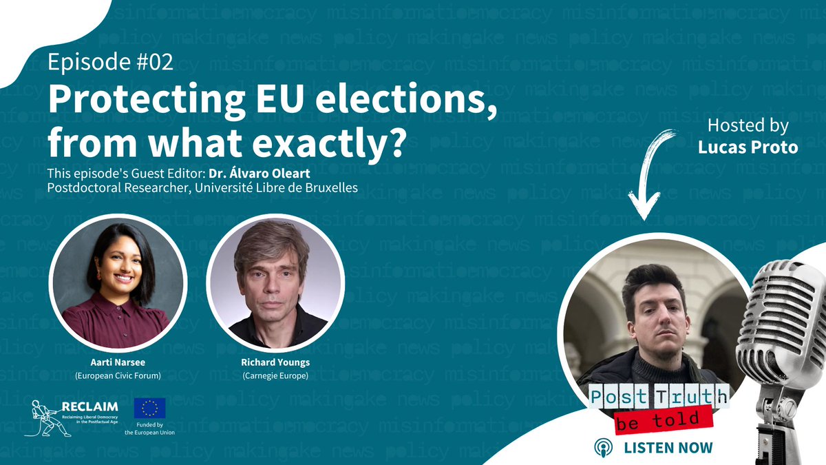🎙️ Have you checked out the RECLAIM podcast - Post-truth be told⁉️

📻 Episode #2 - Protecting EU Elections... From What Exactly? 🤔

Does democracy need to be defended in the era of post-truth politics? How, from what or whom? Does the debate on the protection from post-truth