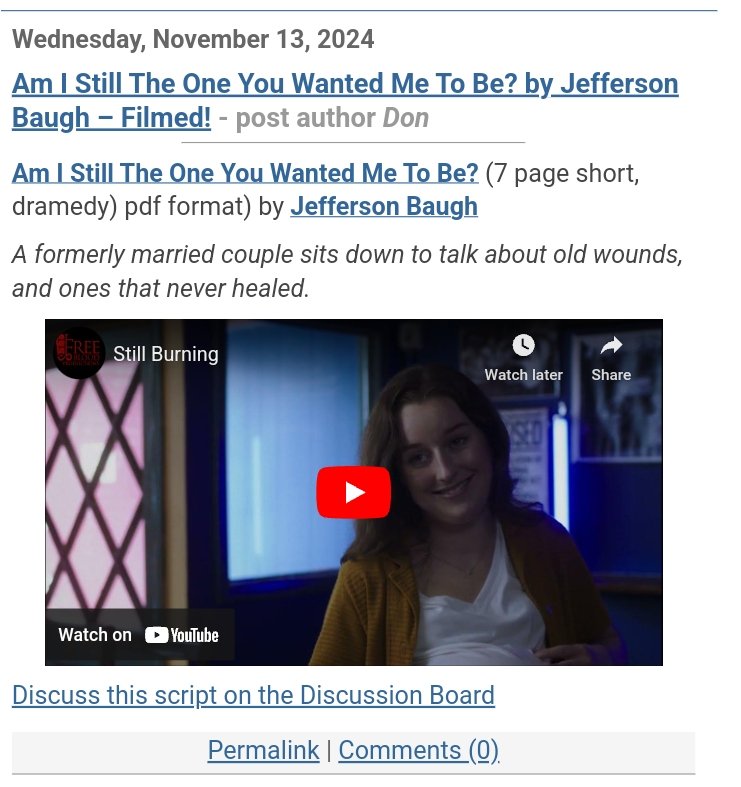 HenryJBaugh's tweet image. I made it to the front page of SimplyScripts! It&apos;s a small thing perhaps, but it matters to me 🥲