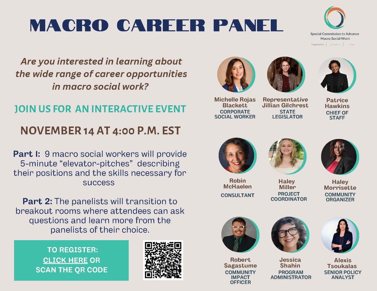 csdwustl's tweet image. Ever wondered about a career in #MacroSocialWork? Tomorrow&apos;s @macrounites career event features great speakers &amp;amp; breakouts for Q &amp;amp; A.

Register: fsu.zoom.us/meeting/regist…

#SocialWorkCareers  #CSWE #ACOSA #NASW #MacroSW #SocialWorkers #SocialWorkStudents #SocialWorkTwitter