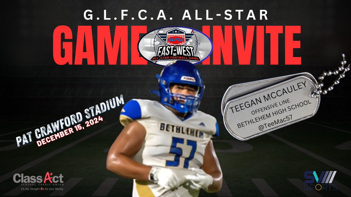 Building Lives Through Sports Network (@blts_network) on Twitter photo 🚨<a href="/GLFCA1/">GLFCA</a> EAST VS. WEST ALL-STAR FOOTBALL GAME INVITE🚨
DATE: DECEMBER 15, 2024
LOCATION: <a href="/Ballard_Bruins/">Ballard Bruin Athletics</a> (LOUISVILLE, KY)
bltsnetwork.org/glfcaallstarga…
☆Congrats to OL <a href="/TeeMac57/">Teegan McCauley</a> of <a href="/BethlehemHSFB/">Bethlehem Eagles Football</a> on his OFFICIAL INVITE to the 2024 GLFCA East vs. West All-Star Football Game☆ 🚨<a href="/GLFCA1/">GLFCA</a> EAST VS. WEST ALL-STAR FOOTBALL GAME INVITE🚨
DATE: DECEMBER 15, 2024
LOCATION: <a href="/Ballard_Bruins/">Ballard Bruin Athletics</a> (LOUISVILLE, KY)
bltsnetwork.org/glfcaallstarga…
☆Congrats to OL <a href="/TeeMac57/">Teegan McCauley</a> of <a href="/BethlehemHSFB/">Bethlehem Eagles Football</a> on his OFFICIAL INVITE to the 2024 GLFCA East vs. West All-Star Football Game☆