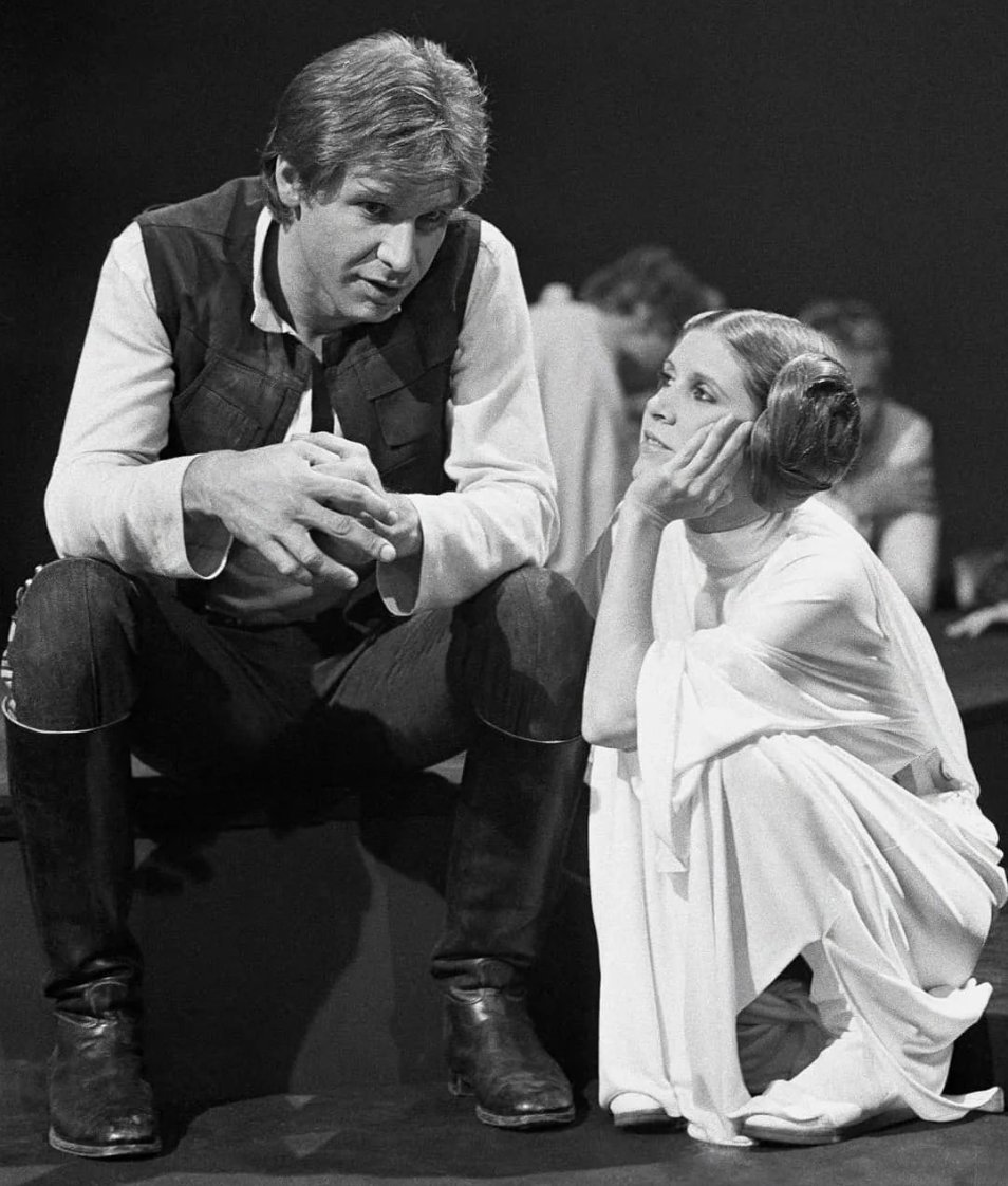 AP staffer George Brich photographed actors Harrison Ford and Carrie Fisher during a break in filming the Star Wars Holiday Special on November 13, 1978.  Ford and Fisher were romantically involved during the making of the original movie.