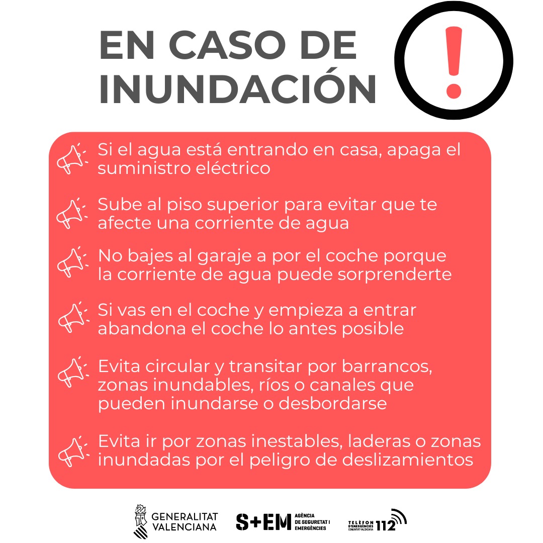 ¿Sabes lo que tienes que hacer si crees que vas a vivir una inundación?

✍️Anota estos @Consells112CV