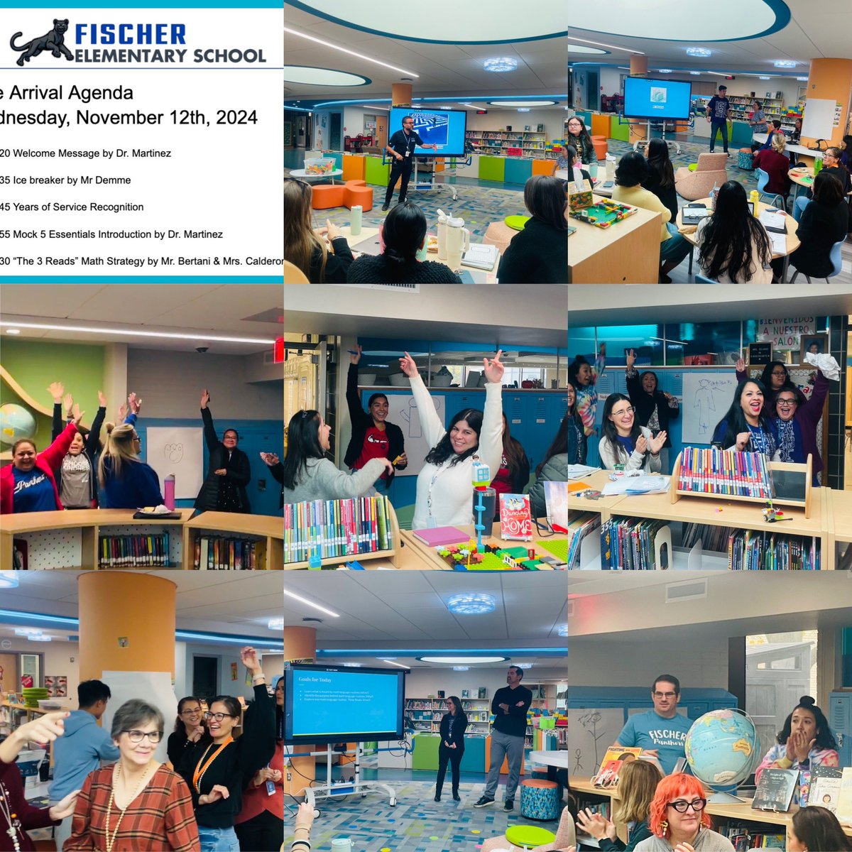 FischerD205's tweet photo. Exciting day of professional learning at Conrad Fischer! We explored the power of beginning with the end in mind, fostering a positive climate and culture, celebrating years of service, and diving into the “3 Reads” Math strategy to deepen understanding.
#WeAreD205 https://t.co/JuP2QtyPvt