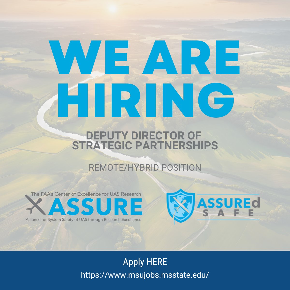 Join the ASSURE team as the Deputy Director of Strategic Partnerships! This remote/hybrid role offers the flexibility to work from anywhere while traveling extensively to build impactful connections in the UAS industry. Learn more and apply here: explore.msujobs.msstate.edu/en-us/job/5085…