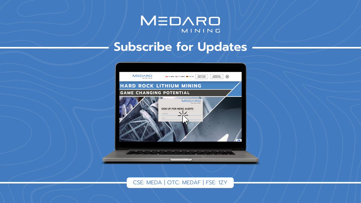 MedaroMining's tweet image. Want the latest updates from Medaro❓ Sign up for our news releases sent directly to you.

Tap to register 📲 stockmkt.info/4bNTjJz

🇨🇦 $MEDA 🇺🇸 $MEDAF 🇩🇪 FSE: 1ZY
#mininglithium #newsrelease  #lithiummining #investinginlithium