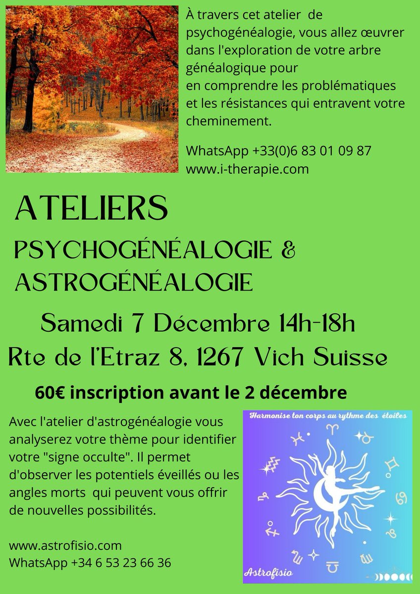 IsabelleColom15's tweet photo. Ateliers Psychogénéalogie et Astrogénéalogie
Le dernier pour 2024 
sur inscription https://t.co/xOGck83YM7
#bienêtre #mémoirescellulaires #psychogénéalogie #astrologie https://t.co/FDbH6uHdZ7