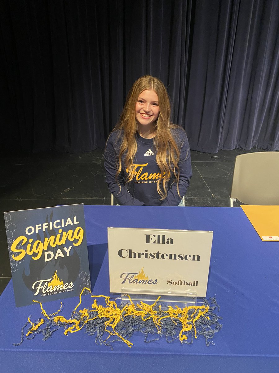 NEStorm_Buster's tweet photo. Congratulations to Ella @e_christensen18 on her commitment to play softball at College of Saint Mary @CSMFlamesSB  next year! Go Flames! 🔥 https://t.co/QNzzVGvNE9