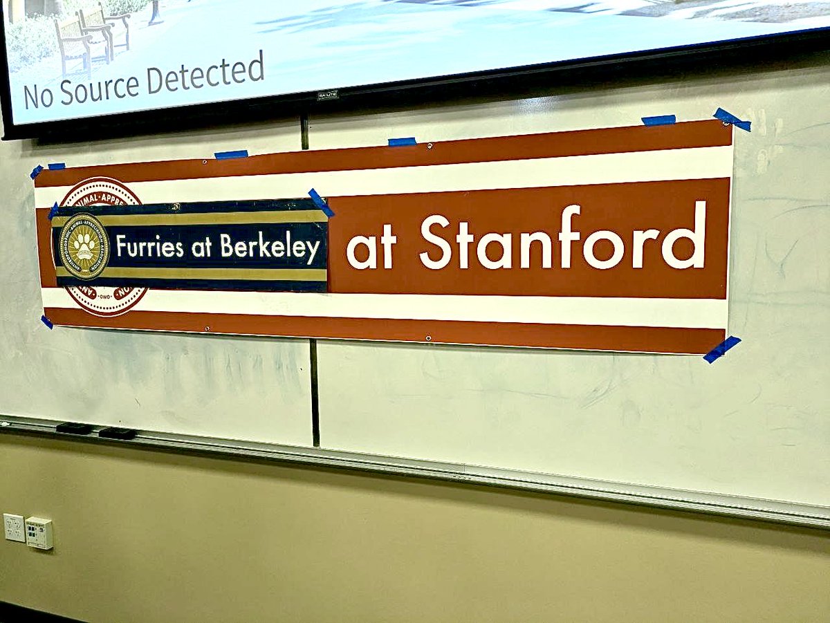 Visiting Furries from UC Berkeley <a href="/BerkeleyFurries/">Furries at Berkeley</a> trolling Stanford University Furries @StanfordFurries at a furry lecture on campus last night.