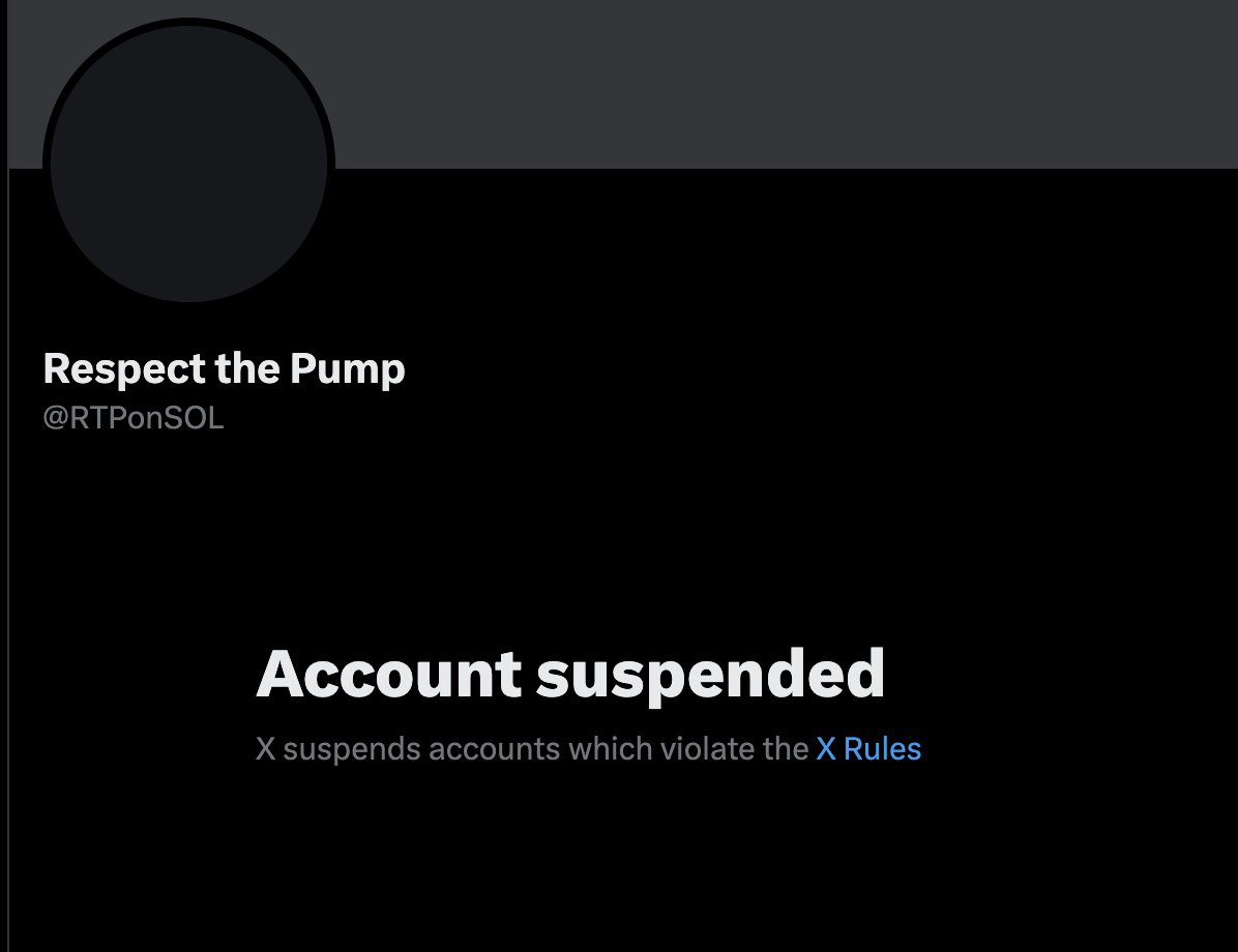 remp0x's tweet image. .@RTPOnSol GOT SUSPENDED 

Use this community for now until it&apos;s fixed!

#RespectThePump $PUMP