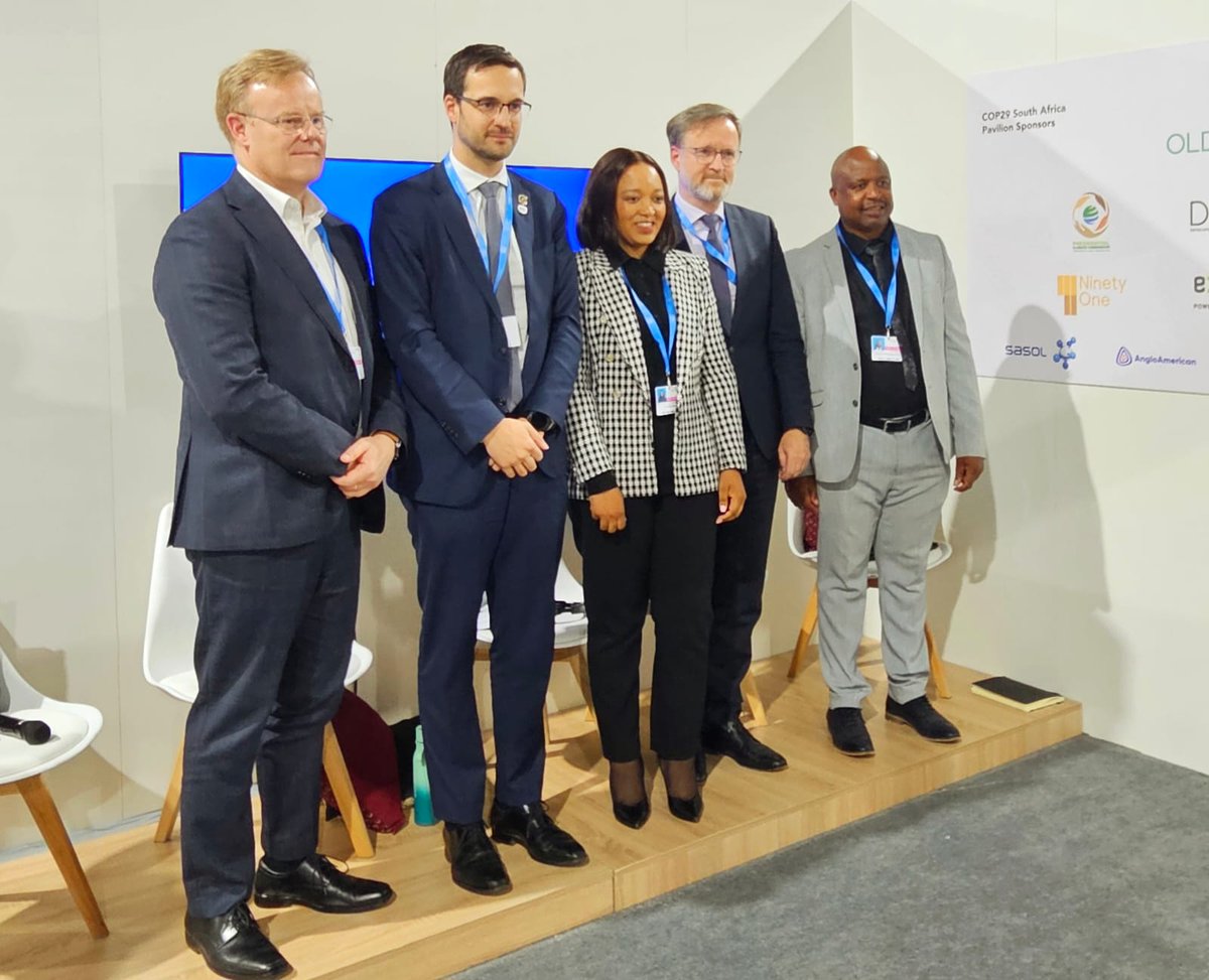 IDCSouthAfrica's tweet photo. Highlights from our day at #COP29: We hosted a panel discussion on “Implementation of Sustainable Industrial Pathways: Developing a Pipeline of Projects for a Just Transition”. Our panel of experts from IDC, @DBSA_Bank, @AFD_en, and @BritishIntInv shared valuable insights on the implementation of sustainable industrialisation.

Don’t miss the opportunity to engage with #IDCTeam at the #COP29 SA Pavilion.

@NBISA
#ESG #IDCJustTransition #Industrialisation