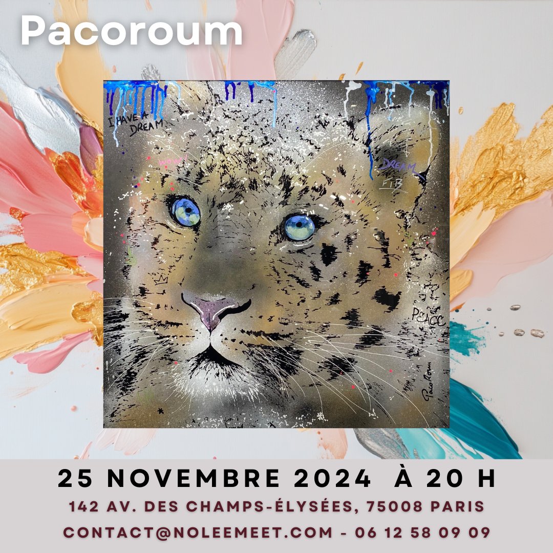 Noleemeet's tweet photo. 🎨 L'artiste @PacoRoum, maître de la peinture sur plexiglas, nous fait l'honneur de sa présence à la vente #Noleemeet2024 !
RDV le 25/11 à 20h
📍142 av. Champs-Élysées, Paris 8
📧 contact@noleemeet.com
🔗 https://t.co/wpbVmhmCId

#ArtContemporain #VenteCaritative https://t.co/5iuaFHdidx