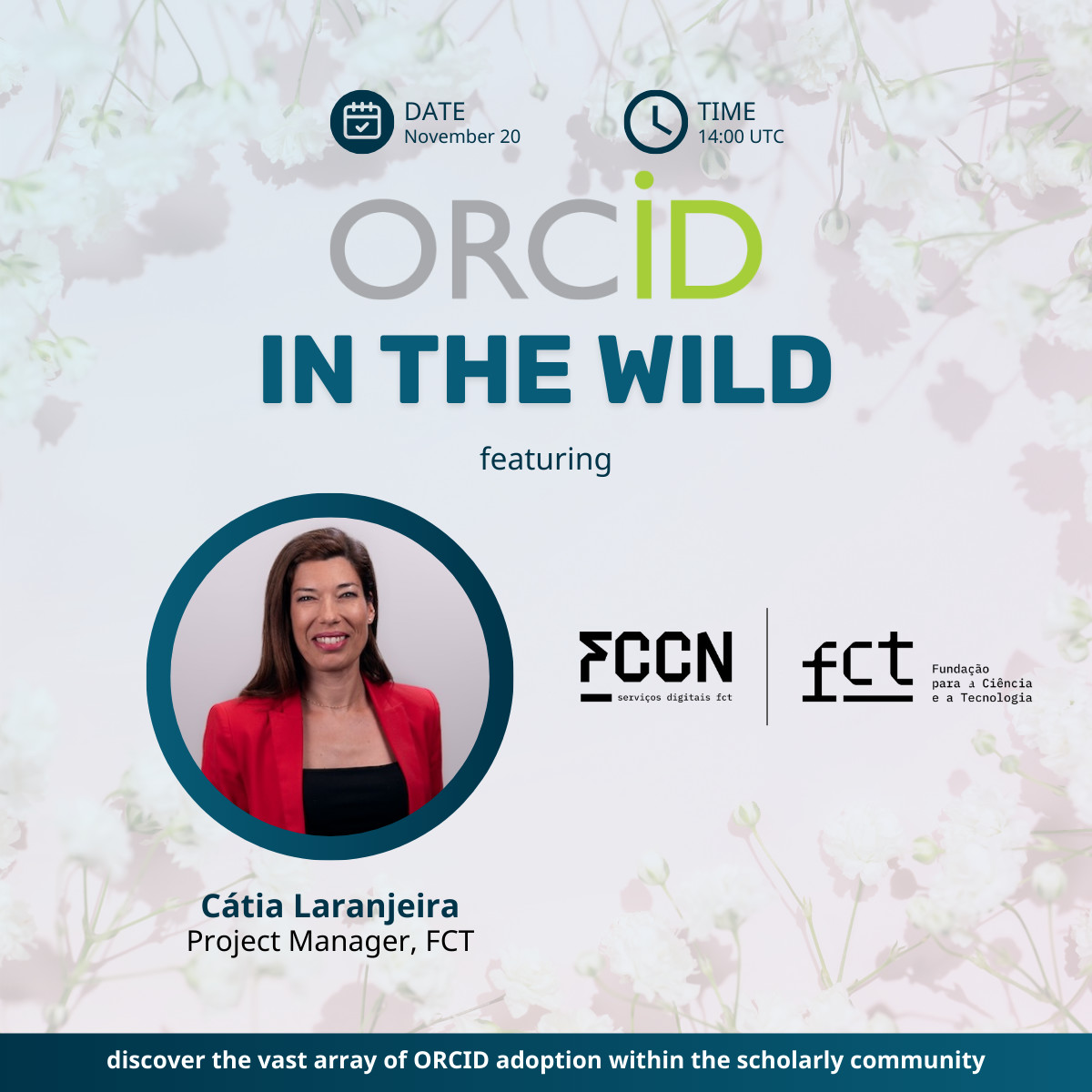 ORCID_Org's tweet image. 🚨Speaker Announcement 🚨 on 20 November Catia Laranjeira, Program Manager of PTCRIS at the National Scientific Computing Unit of the Foundation for Science and Technology (FCT-FCCN), joins us for ORCID in the Wild. In this session, we&apos;ll explore how ... orcid-org.zoom.us/webinar/regist…