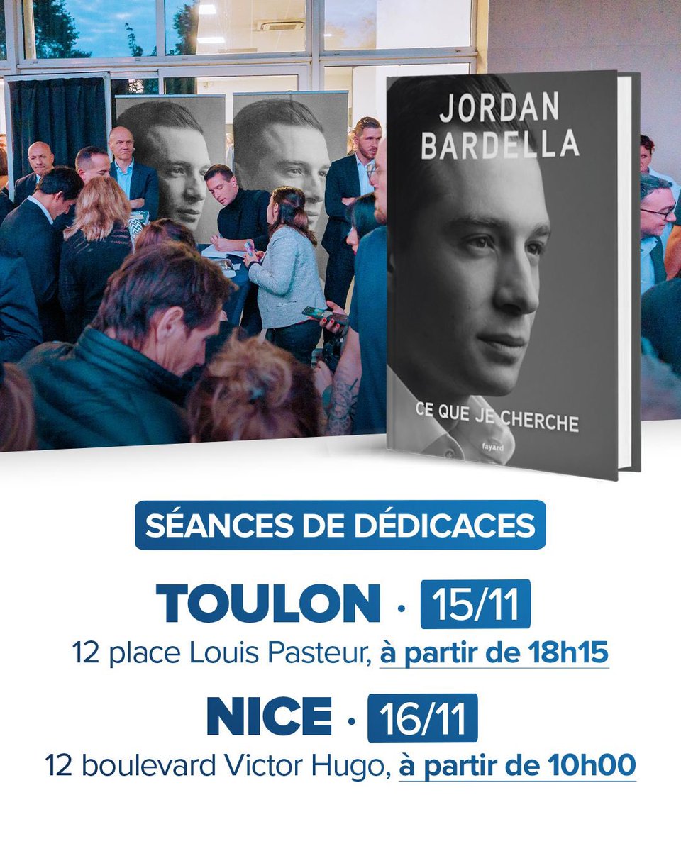 J_Bardella's tweet photo. 🖊️ Je vous donne rendez-vous ce vendredi à Toulon et samedi à Nice ! https://t.co/SySF5KNshS