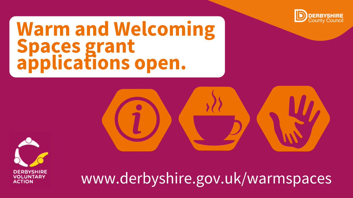 Applications are now open for our Warm and Welcoming Spaces grants. If you're a local group who would like to set up a warm space, then find out more: derbyshire.gov.uk/council/news-e…