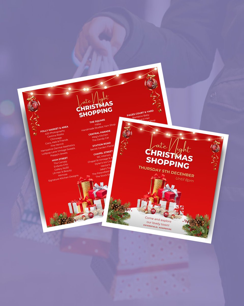 Have you heard about the Late Night Christmas Shopping Evening? 😍 Join some of the AWESOME independent shops around Petersfield this December! 

Comment below if you will be staying open late! ⬇️

fb.me/e/46PBpWZOX