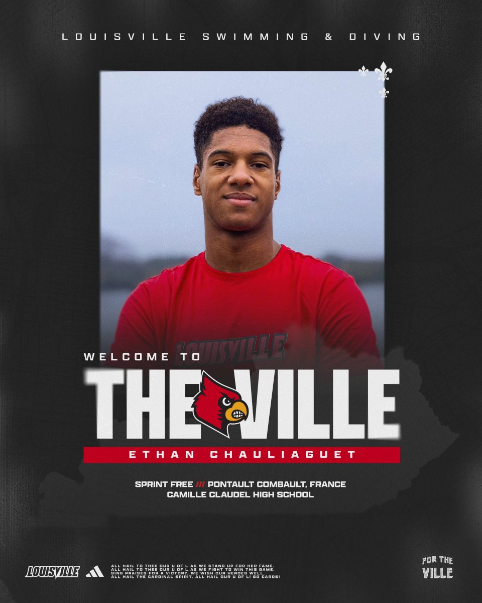 LouisvilleSD's tweet photo. Excited to welcome Ethan Chauliaguet to The Ville ✍️

▪️50 Freestyle - 22.32 (LCM)
▪️100 Freestyle - 50.57 (LCM)

#GoCards https://t.co/Y3amYrYD4o