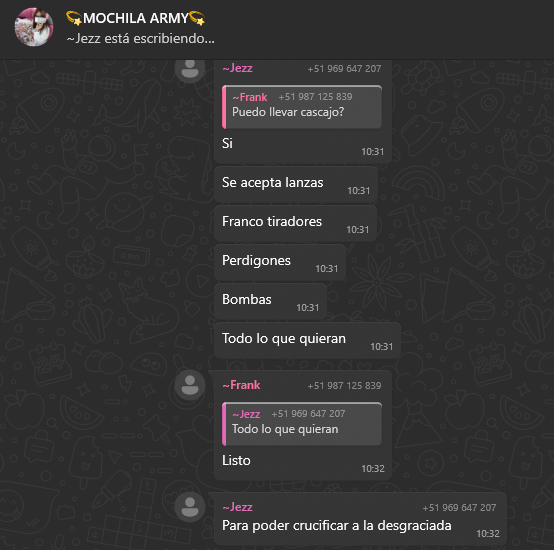 ArmyBeba69019's tweet photo. @PoliciaPeru @RPPNoticias @GobiernoPeru_ @MagalyTvLaFirme @amoryfuegotv @apecperu @presidenciaperu @PoliciaPeru @KickEspanol #APECPerú2024 #APEC2024 ATAQUE TERRORISTA DE STREAMER "JEZZONE" https://t.co/FWyth2OhMZ