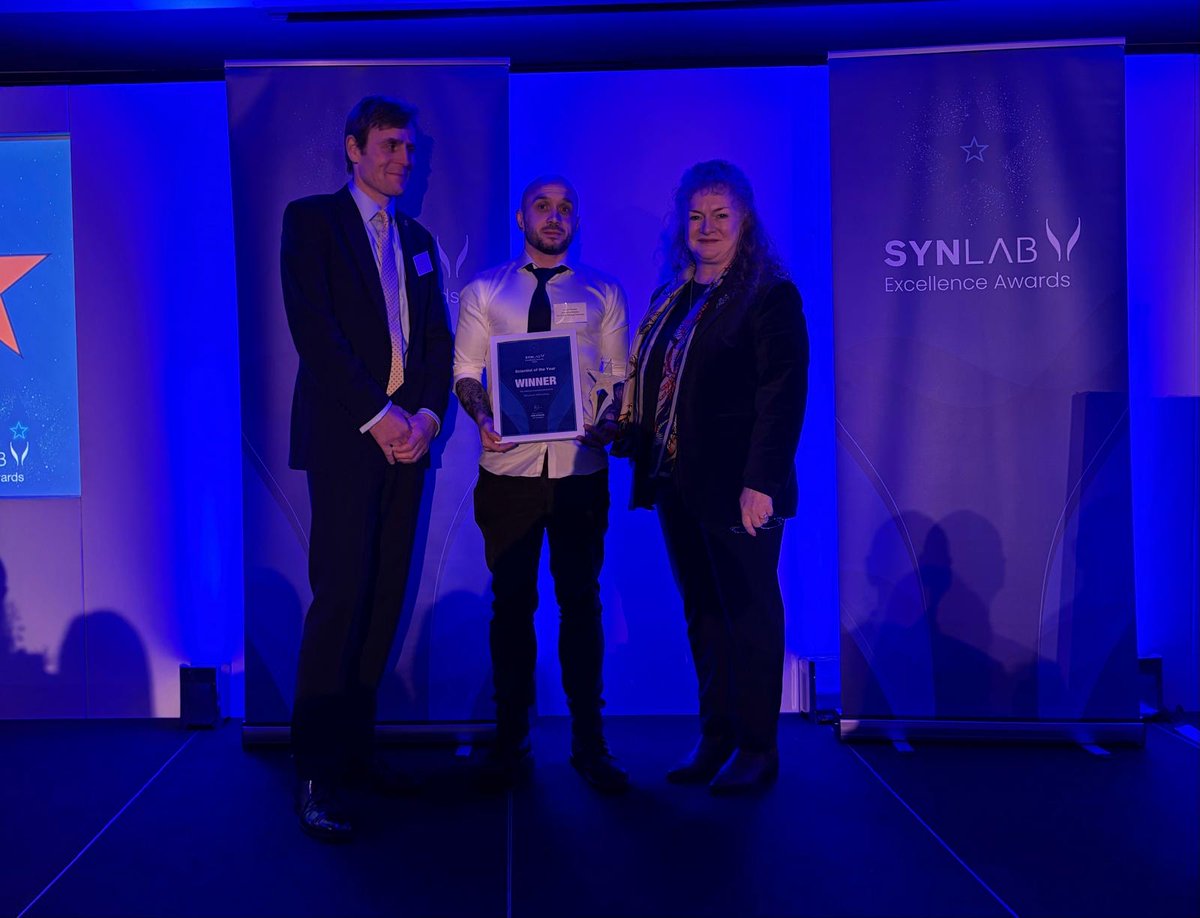 Our Scientist of the Year Excellence Award goes to Michael Wheatley, who has developed into an outstanding member of the <a href="/TheChristieNHS/">The Christie NHS</a> team. A proactive attitude has seen him set up new #pathology tests, as well as complete a degree apprenticeship.
🏆 👏#SYNLABexcellence